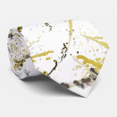 Abstracte kribbels - Mosterd en bruin Stropdas (Opgerold)