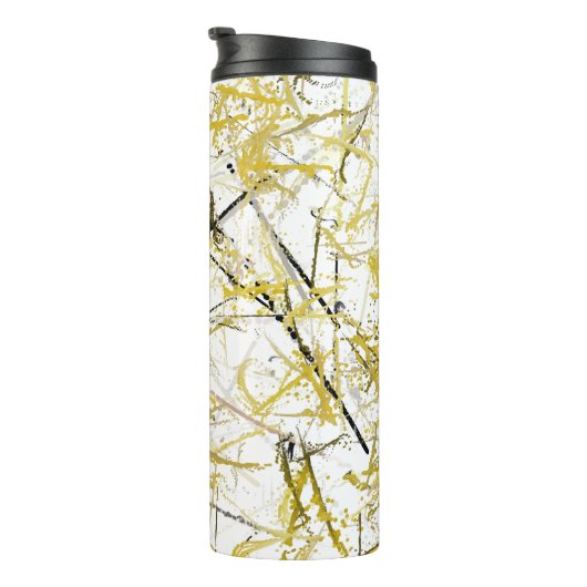 Abstracte kribbels - Mosterd en bruin Thermosbeker (Geroteerd rechts)