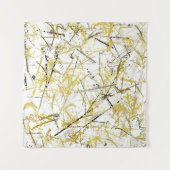 Abstracte kribbels - Mosterd en bruin Wandkleed (Voorkant (horizontaal))