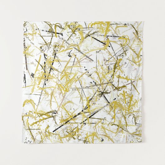 Abstracte kribbels - Mosterd en bruin Wandkleed (Voorkant (horizontaal))