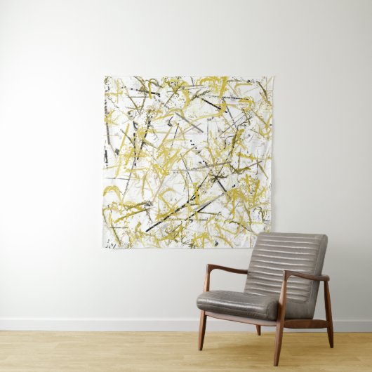 Abstracte kribbels - Mosterd en bruin Wandkleed (In Situ (horizontaal))