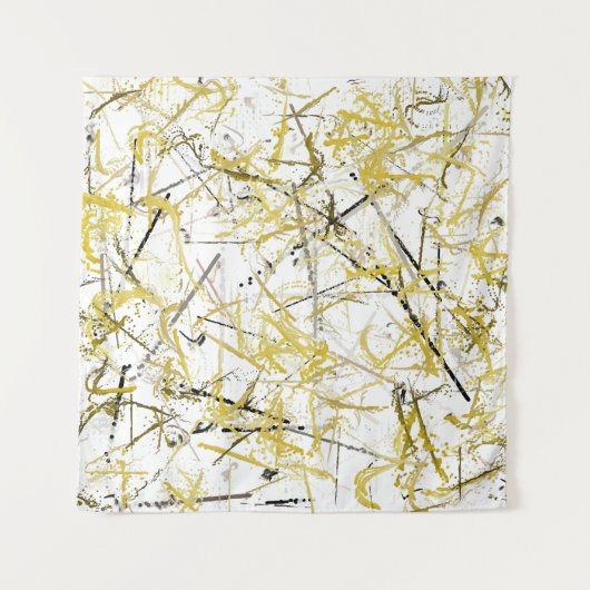 Abstracte kribbels - Mosterd en bruin Wandkleed (Voorkant)