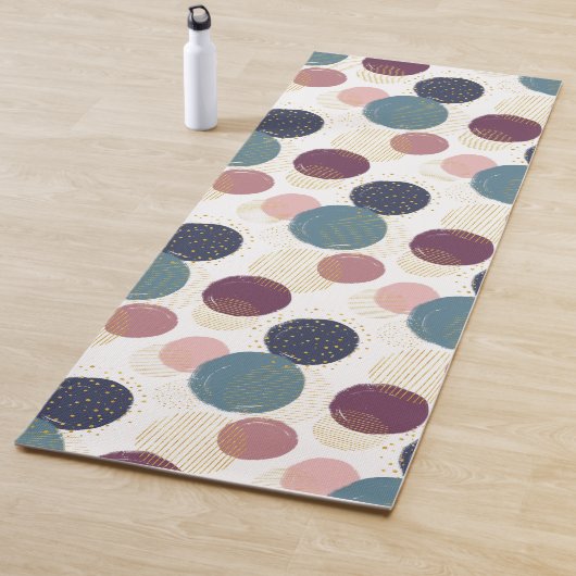 Abstracte kringen in pastel en goud yogamat (In situ)