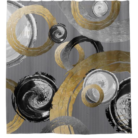 Abstracte kringringen Neutrals Douchegordijn (Voorkant)