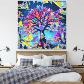 Abstracte kristalboom canvas afdruk (Insitu (Slaapkamer))