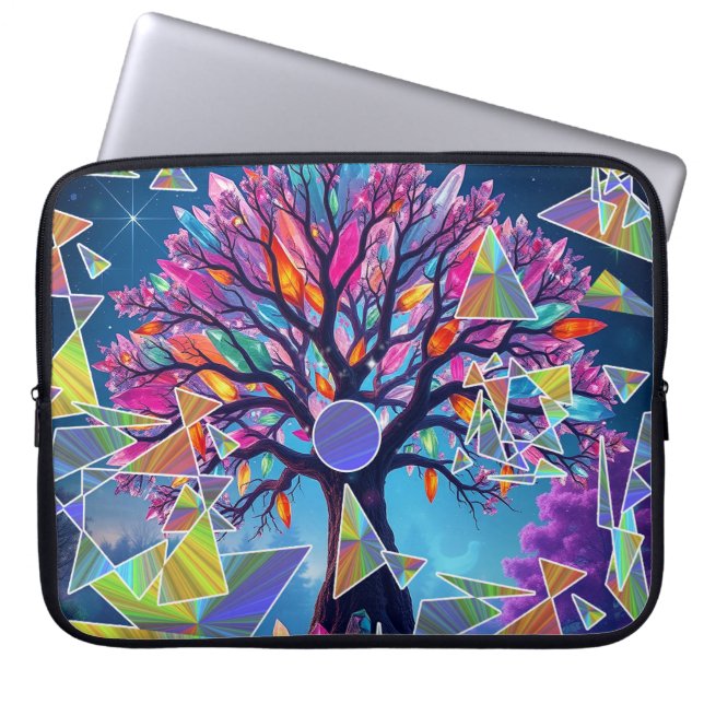Abstracte kristalboom laptop sleeve (Voorkant)