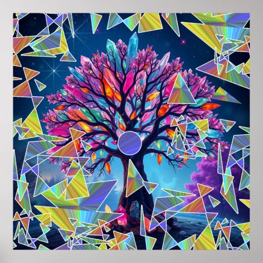 Abstracte kristalboom poster (Voorkant)