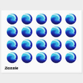 Abstracte kristallen blauwe mist ronde sticker (Vel)