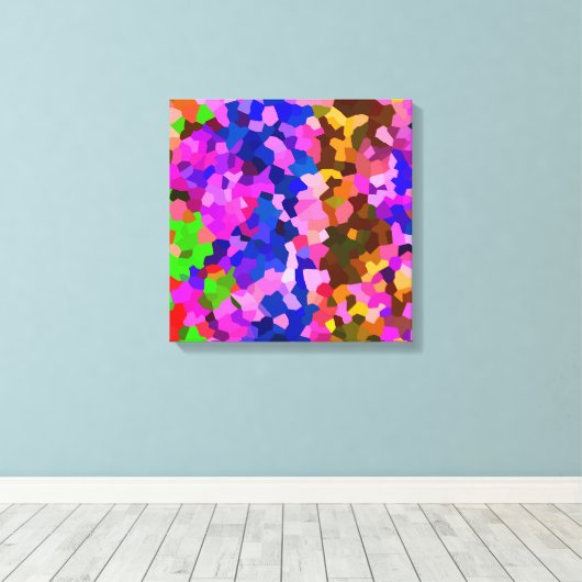 Abstracte kristallijne levendige mozaïekpatroon canvas afdruk (Insitu (Houten vloer))