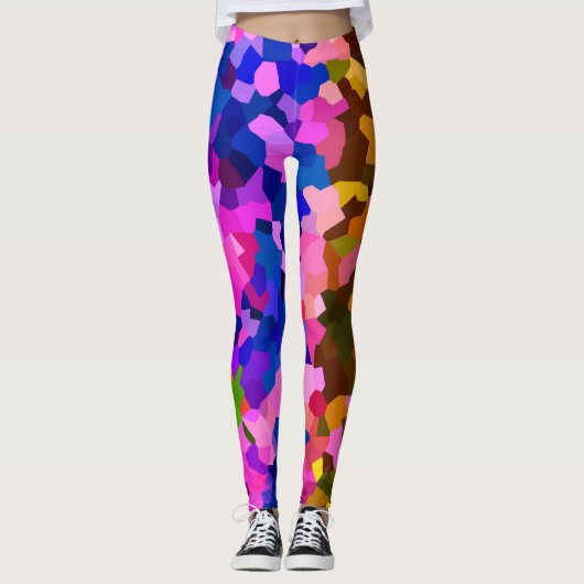 Abstracte kristallijne levendige mozaïekpatroon leggings (Voorkant)