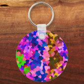 Abstracte kristallijne levendige mozaïekpatroon sleutelhanger (Voorkant)