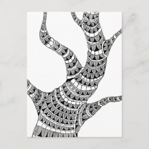 Abstracte kromme boom pen tekening briefkaart