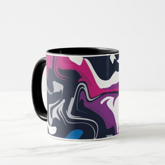 Abstracte kronkels van koele en gewaagde kleuren mok (Voorkant links)
