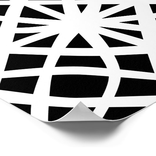 Abstracte kruislijnen wit op zwart afdrukken poster (Hoek)