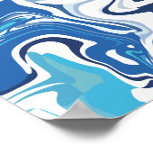 Abstracte krullen in blauw, geel en wit poster (Hoek)