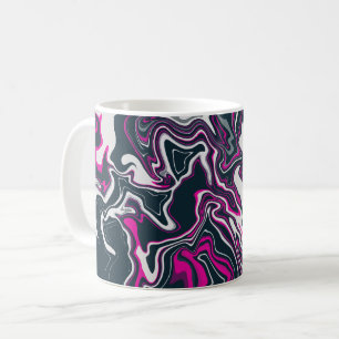 Abstracte krullen in roze, zwart en wit koffiemok