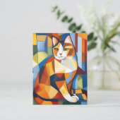 Abstracte kubist Calico Cat Briefkaart (Staand voorkant)