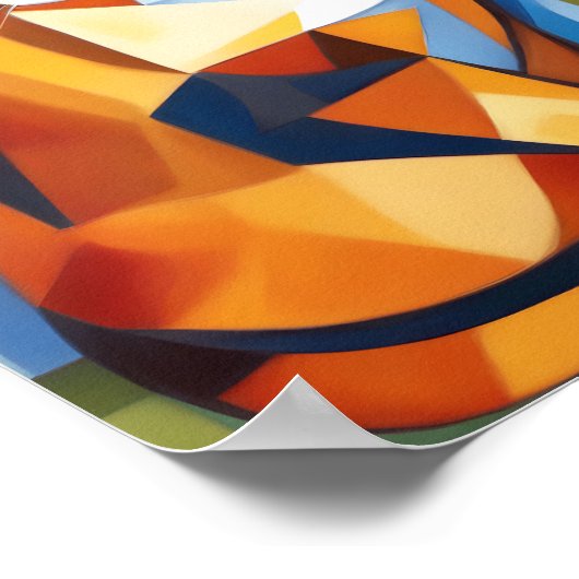 Abstracte kubist Calico Cat Poster (Hoek)