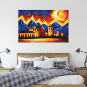 Abstracte kubist Desert Canvas Print (Insitu (Slaapkamer))