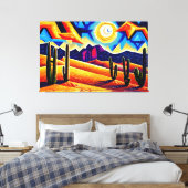 Abstracte kubist Desert Canvas Print (Insitu (Slaapkamer))