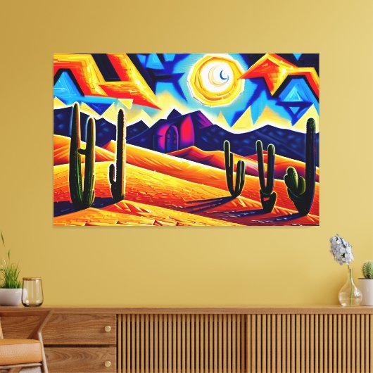 Abstracte kubist Desert Canvas Print (Insitu (Woonkamer))