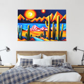 Abstracte kubist Desert Canvas Print (Insitu (Slaapkamer))