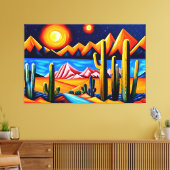 Abstracte kubist Desert Canvas Print (Insitu (Woonkamer))