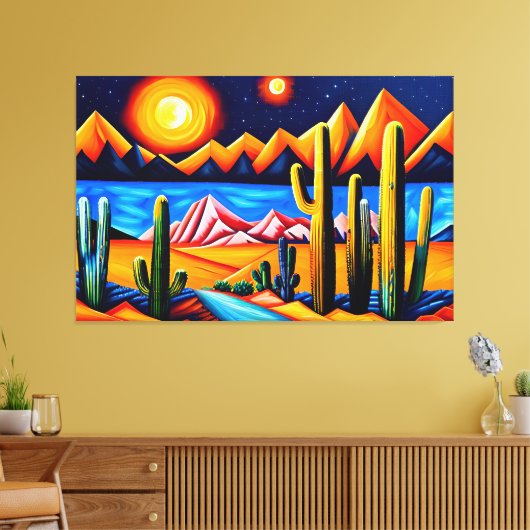 Abstracte kubist Desert Canvas Print (Insitu (Woonkamer))