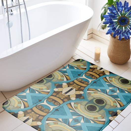 Abstracte kubist geïnspireerd op art deco 1 badmat