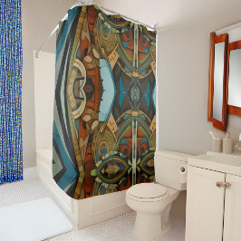 Abstracte kubist geïnspireerd op art deco 1 douchegordijn