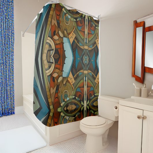 Abstracte kubist geïnspireerd op art deco 1 douchegordijn