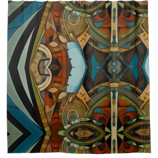 Abstracte kubist geïnspireerd op art deco 1 douchegordijn (Voorkant)