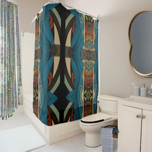 Abstracte kubist geïnspireerd op art deco 2 douchegordijn