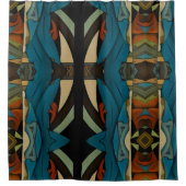 Abstracte kubist geïnspireerd op art deco 2 douchegordijn (Voorkant)