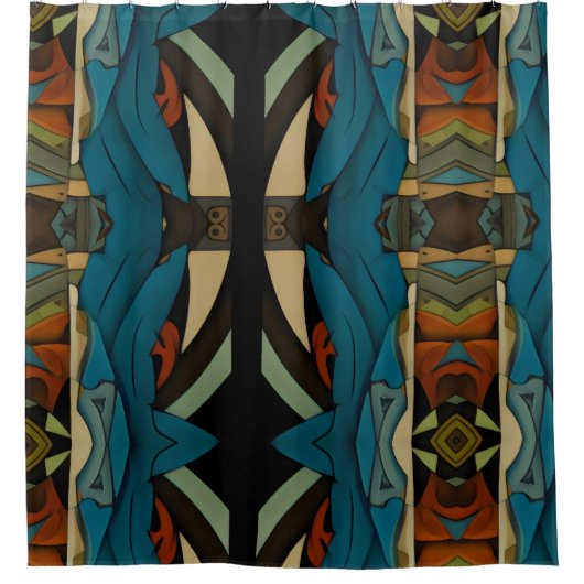 Abstracte kubist geïnspireerd op art deco 2 douchegordijn (Voorkant)