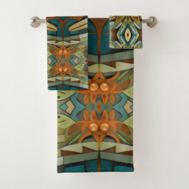 Abstracte kubist geïnspireerd op art deco 4 bad handdoek