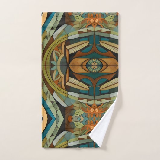 Abstracte kubist geïnspireerd op art deco 4 bad handdoek (Handdoek)