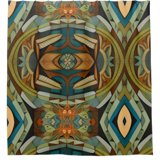 Abstracte kubist geïnspireerd op art deco 4 douchegordijn (Voorkant)