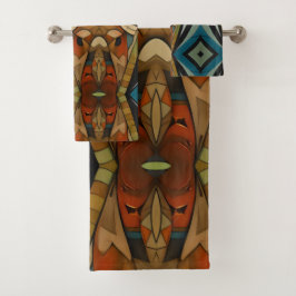 Abstracte kubist geïnspireerd op art deco 5 bad handdoek