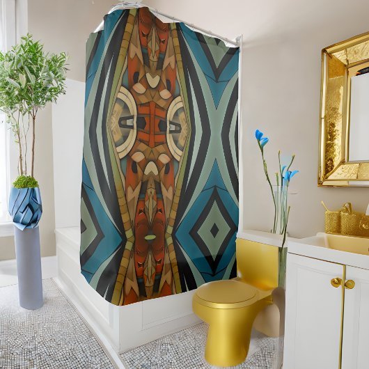 Abstracte kubist geïnspireerd op art deco 5 douchegordijn