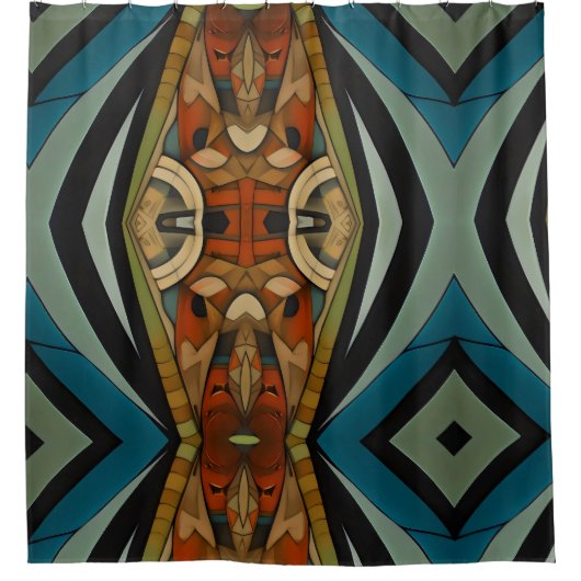 Abstracte kubist geïnspireerd op art deco 5 douchegordijn (Voorkant)