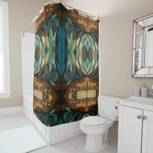 Abstracte kubist geïnspireerd op art deco 7 douchegordijn (In situ)