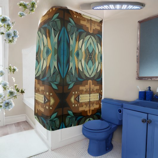 Abstracte kubist geïnspireerd op art deco 7 douchegordijn