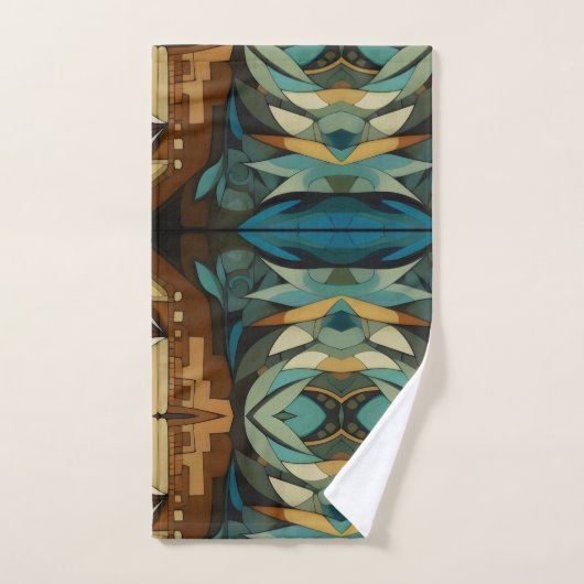 Abstracte kubist geïnspireerd op art deco 8 bad handdoek (Handdoek)