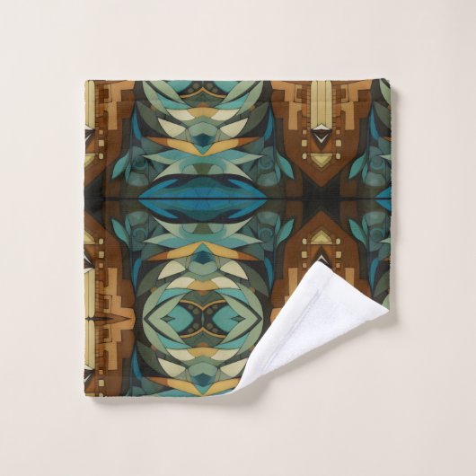 Abstracte kubist geïnspireerd op art deco 8 bad handdoek (Wasdoekje)
