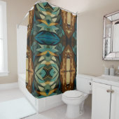 Abstracte kubist geïnspireerd op art deco 8 douchegordijn (In situ)