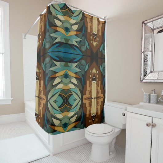 Abstracte kubist geïnspireerd op art deco 8 douchegordijn (In situ)