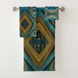 Abstracte kubist geïnspireerd op art deco 9 bad handdoek