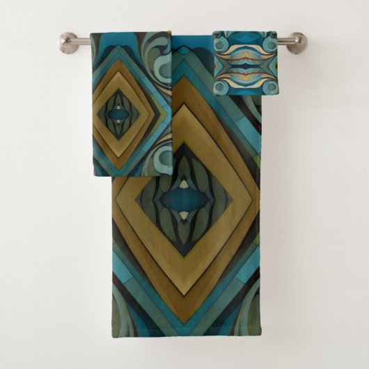 Abstracte kubist geïnspireerd op art deco 9 bad handdoek (Insitu)