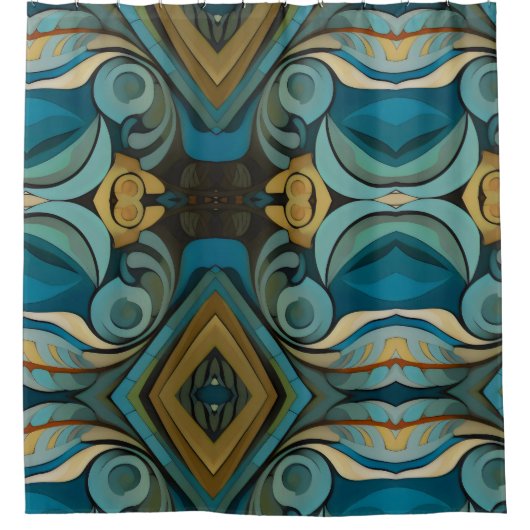 Abstracte kubist geïnspireerd op art deco 9 douchegordijn (Voorkant)